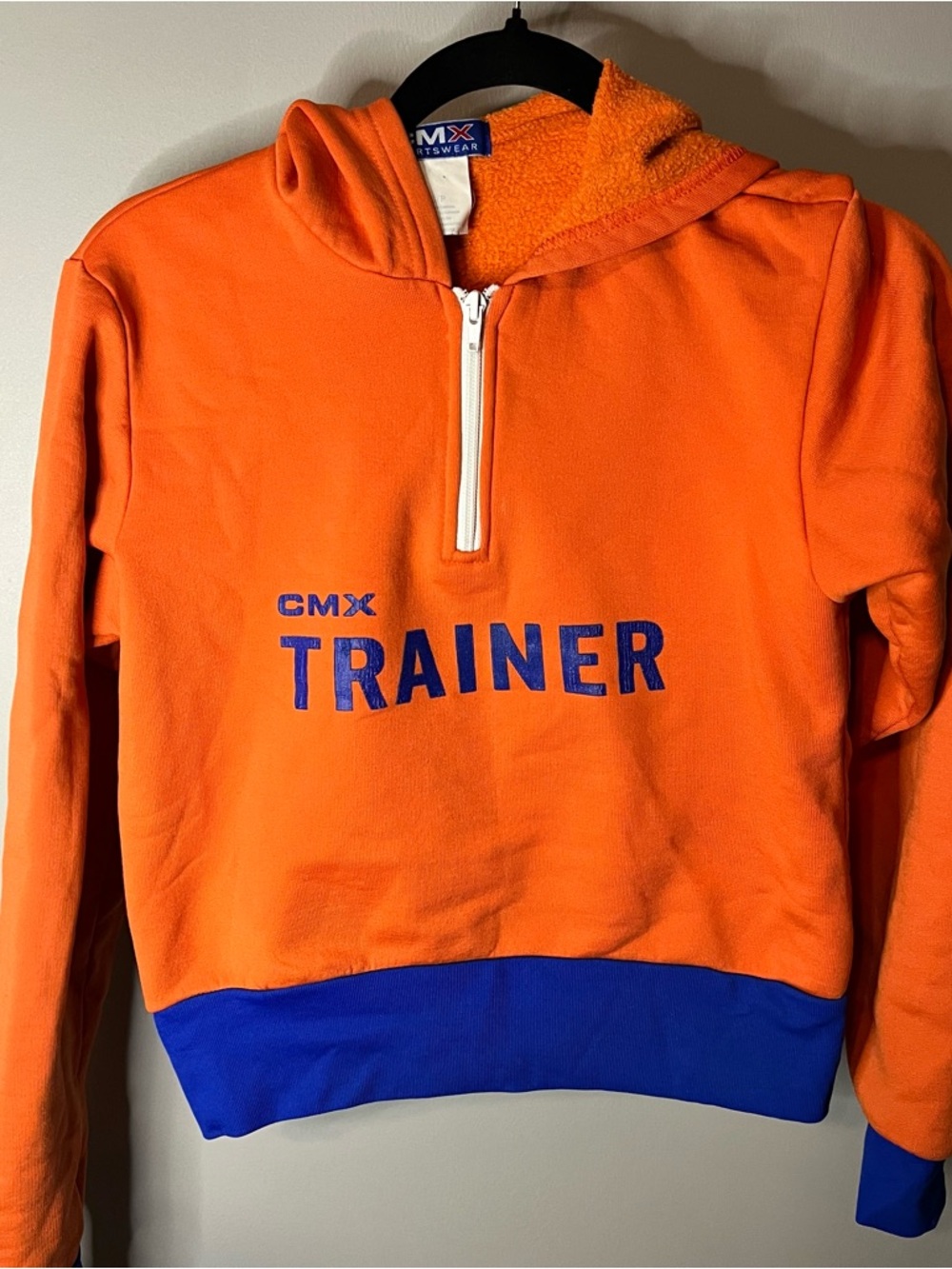 Club Monaco Orange and Blue 'Trainer' Half-Zip Hoodie